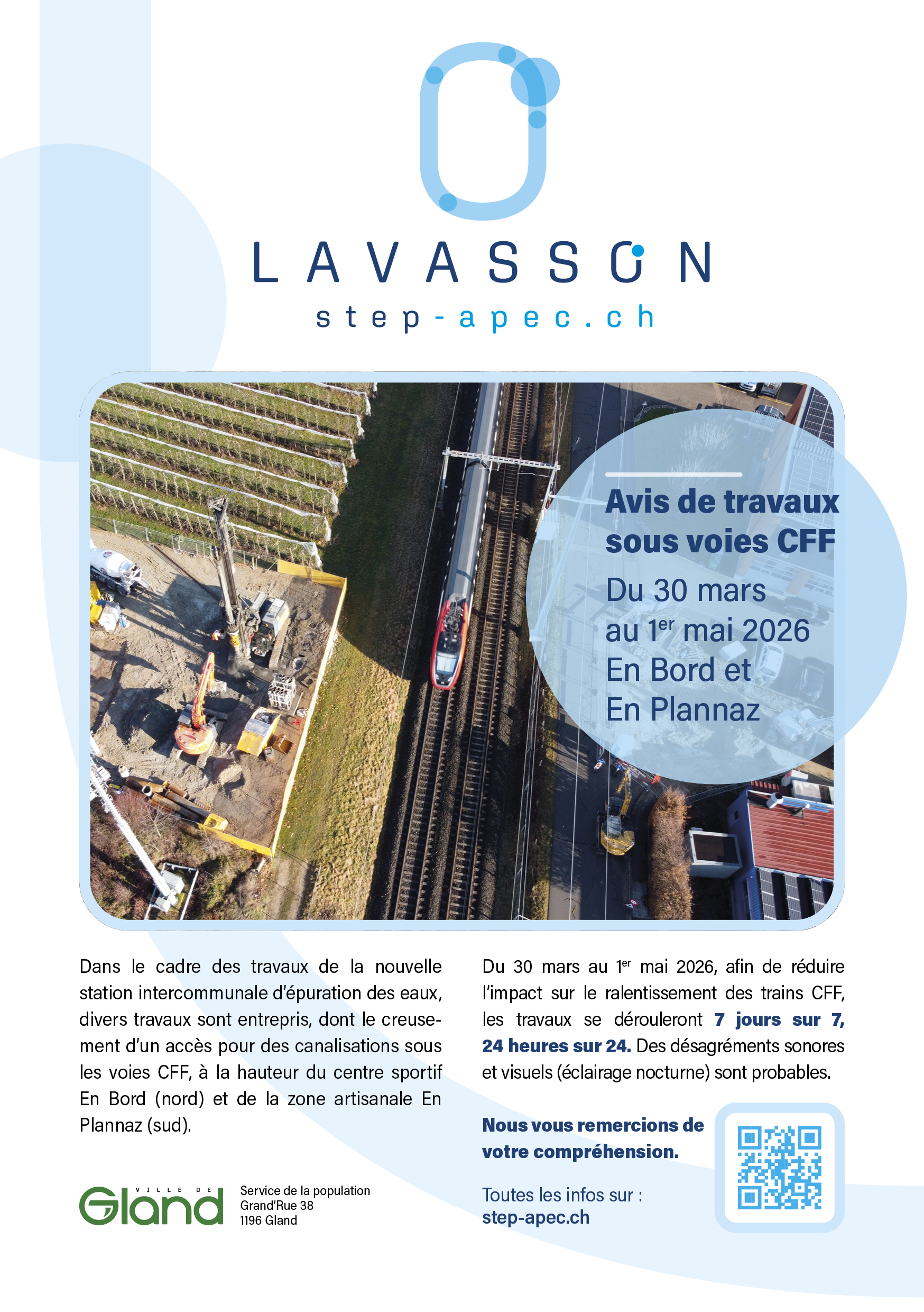 Annonce de travaux à proximité des voies CFF